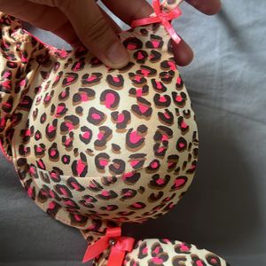 Neon Pink Cheetah Print Push-up Bra