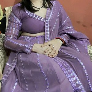 Purple Lehenga With Cancan