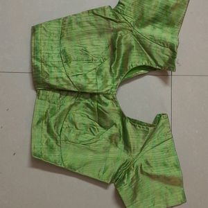 Women Saree Green Polycotton With Stitched Blouse