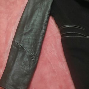 Imported Black Coat Jacket Breasted Faux Leather