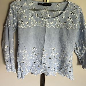 Blue Cutwork Top