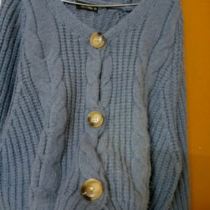 Korean Blue Stylish Wool Cardigan