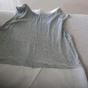 Fixed Price Sleevless Top Cream & Grey Colour