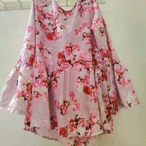 Pink Floral Peplum Top  For Women . Perfect Top