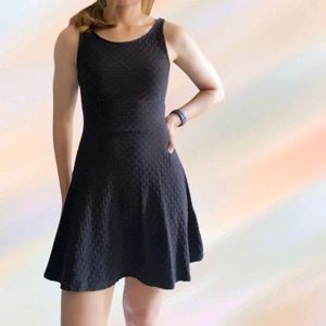 H&M Divided Deep Back Embossed Black Dress.