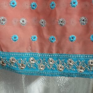 New Peach Saree With Blouse Piece