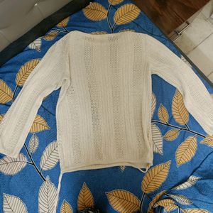 Off White Netted Cardigan