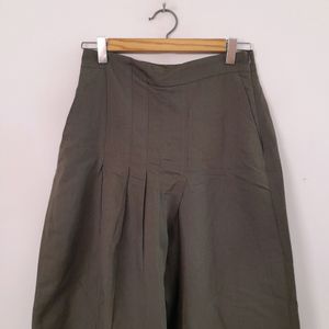 Dark Olive Green Casual Plazzo (Women's)