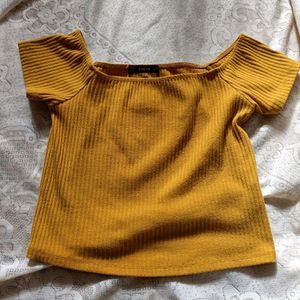 Shien Yellow Ribbed Top