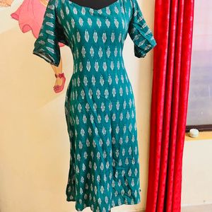 Green ikkat kurti