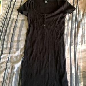 Black Ribbed Bodycon Dress