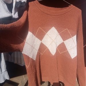 Pinterest Brown Argyle Sweater Oversized