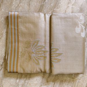 Beautiful Light Weight New Saree With Thread Work