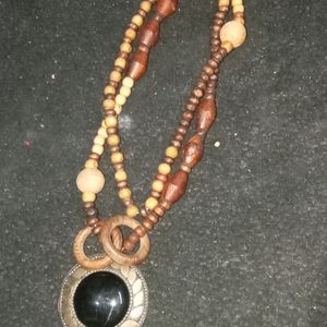 Long Wooden Beads Neck Piece