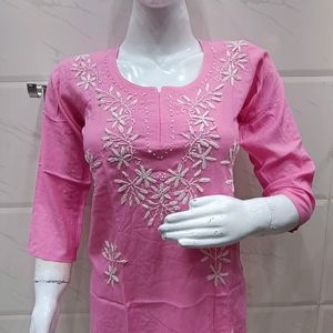 Lakhnavi Hand Embroidery Short Kurti