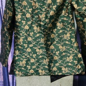 Green Floral Print Indo Western Sherwani Only one