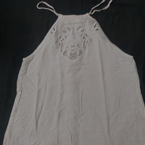 White Sleeveless Designer Top