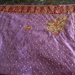 Net Lavander Saree (With Blouse)