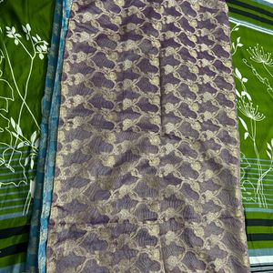 Blue Banarasi Tissue Saree With Silver Jari