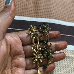 Beautiful Green And Golden Earrings