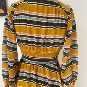 NUON Yellow Striped Wrap Dress