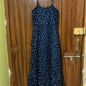 Zara Linen Blend Polkadot Camisole Dress