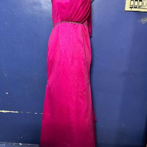 Korean Long Designer Pink Gown