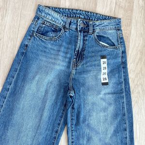 Branded Blue Wide Leg High Waist Denim