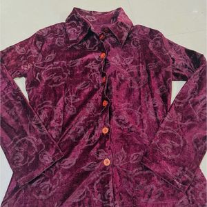 Women Velvet Party Wear Shirt