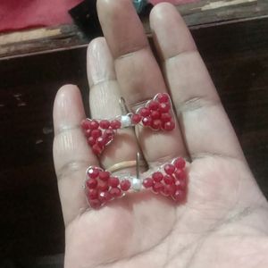 Bow Style Ruby Earing