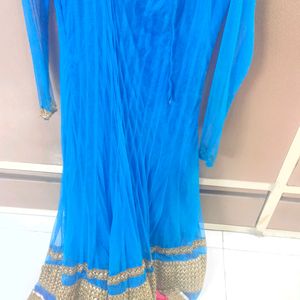 Blue Net Anarkali Kurta