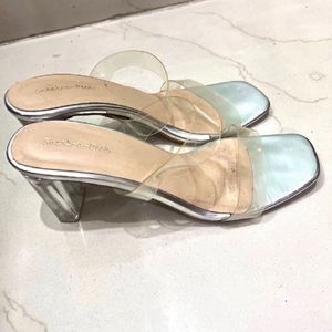 Sneak A Peek Beige Transparent Heels