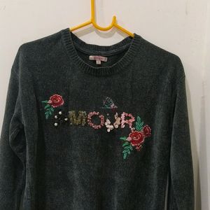 Ginger Embellished Round Neck Sweater/Cardigan