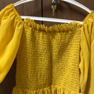 Yellow Stretchable Classy Crop Top