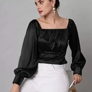 Black Hot Blouson Top For Girls