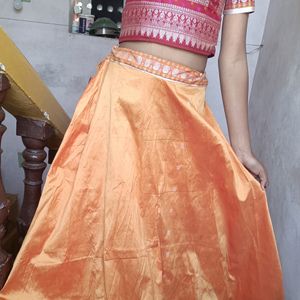 Orange Lehenga Choli With Red Blouse