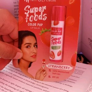 MyGlamm Super Foods Color Pop Lip Balm || Starawberry || 12hrs Moisturised Soft Lips || Spf 20