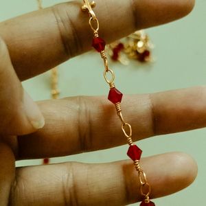 Brand New Red Crystal Stone Gold Plated Chain