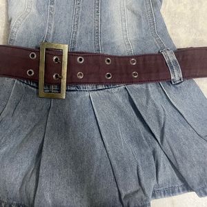 y2k vintage denim belted mini dress🤩