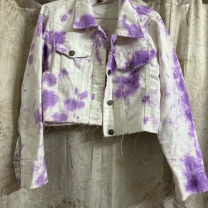 White Tie Dyed Denim Jacket