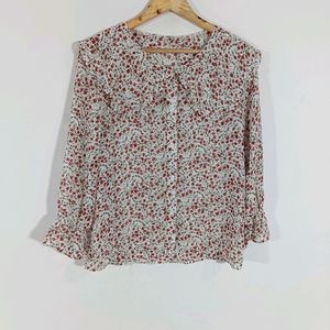 White Printed Transparent Casual Top (Women)