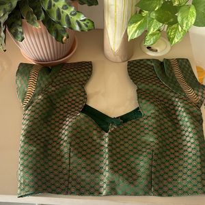 Colourful Green Banarasi Blouse