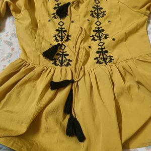 Yellow Embroidered Top