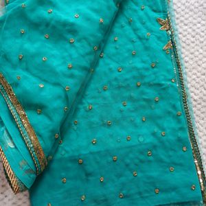 Beautiful Sea Green 💚 Saree With Blause