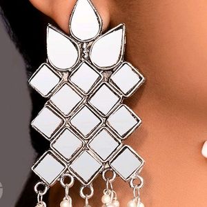 MIRRORS ON MY EARS - STATEMENT EMBELLISHED EARRING