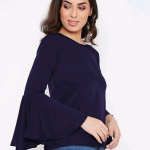 Navy Blue Flare Sleeve Top (M)