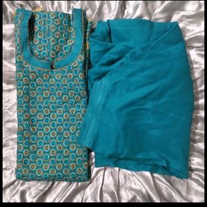 Embroidered Kurta With Semi Patiala Salwar