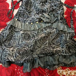 Grey party wear gown for 4/6yo girls