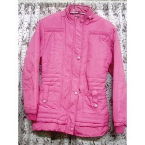 Pink Woolen Fur Puffer Jacket For Women✨