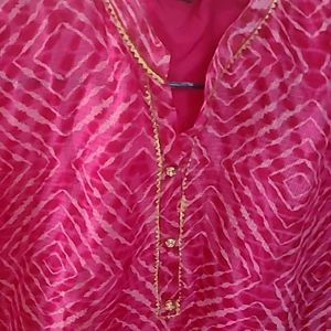 Pretty pink straight kurta with linning